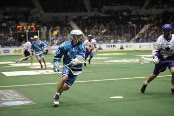 Sarnia's Kyle Jackson in ation with the NLL's Rochester Knighthawks. (photo by Ward Laforme Jr)