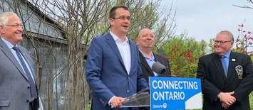 Monte McNaughton makes an announcement about broadband internet service in Lambton Shores  - May 24/19 (Photo courtesy of Monte McNaughton)