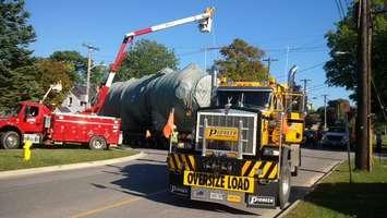 Oversized Load (Waste Heat Exchanger) moves through Sarnia, Wed Sep 16, 2015. Photo by Sarnia Police via Twitter.