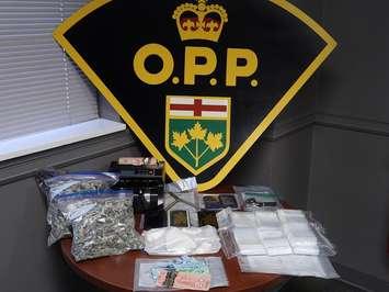Suspected cocaine and mushrooms seized from a Michigan Line residence in Plympton-Wyoming - Mar 3/21 (Photo courtesy of Lambton OPP)