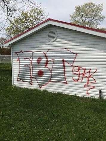 Vandalism At Tecumseh Pool Building (Photo Courtesy of Sarnia Police)