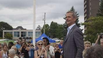Chris Hadfield at Canada’s Walk of Fame Hometown Star Celebration. August 6, 2019. (BlackburnNews photo by Colin Gowdy)