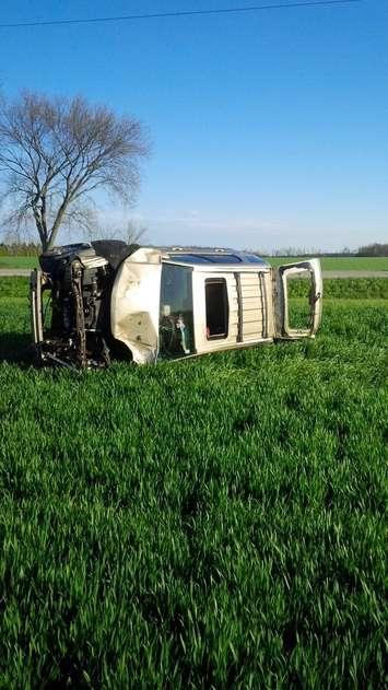 Police investigate a fatal crash on Petrolia Line in St. Clair Township, May 5, 2016. (Photo courtesy of the OPP)