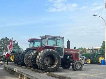 Tractors parked at LCCVI in Petrolia - June 1/22 (Photo courtesy of Town of Petrolia via Facebook)