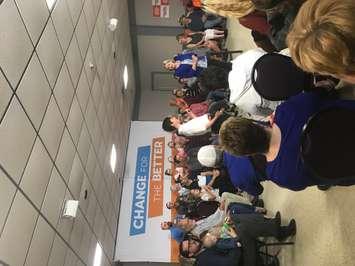 Sarnia-Lambton NDP candidate Kathy Alexander and party leader Andrea Horwath host town hall meeting on health care May 14, 2018. BlackburnNews.com photo by Catriona Belet