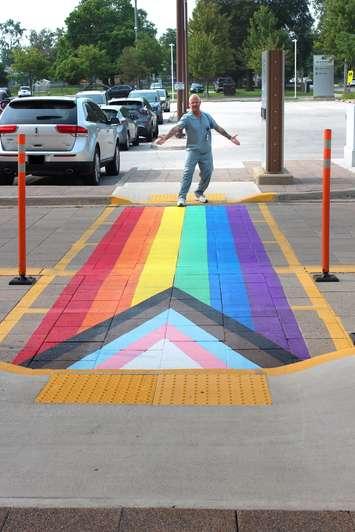 Bluewater Health's new Pride crosswalks. (Photo courtesy of Bluewater Health).