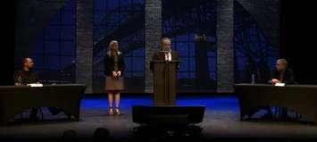 Mayoral debate with Mike Bradley and Nathan Colquhoun (Screenshot from Oct 11 debate at Imperial Theatre)
