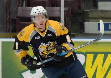 Brett Storr in action at Sarnia Sting Training Camp. photo by Metcalfe Photography.