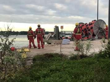 Crews respond to a simulated oil spill on the St. Clair River Sept. 26, 2019 (Photo courtesy of Shell Canada)