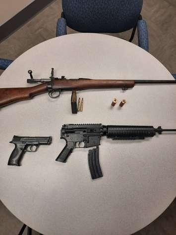 Sarnia police seize weapons and ammunition following an incident on Montrose Street. June 2021. (Photo provided by Sarnia Police)