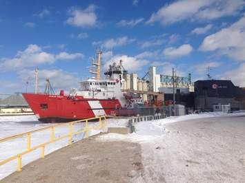 BlackburnNews.com photo of  Canadian Coast Guard icebreaker  Samuel Risley at Sarnia's government dock. (Photo by Melanie Irwin)