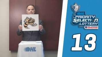 The OHL announces the Sarnia Sting will pick 13th in the 2021 OHL draft (Photo courtesy of OHL via Twitter)