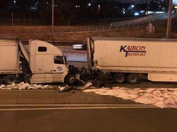 Highway 402 crash Jan. 17, 2019 (Photo courtesy of Greg Grimes)