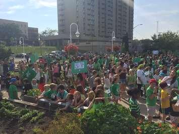 Hundreds of students from Sarnia's french language schools celebrate Franco-Ontarian Flag Day. September 25, 2017 (Photo by Melanie Irwin)