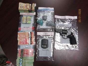 Items seized by Sarnia police during a search warrant in the 100 block of East Street May 21, 2020. (Submitted photo.)