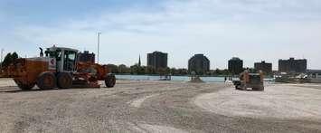 Fine grading work is done at the parking lot of the municipal boat launch at Sarnia Centennial Park. May 18. 2018 (Handout.)