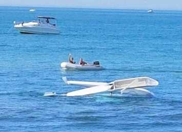 A small ultralight aircraft crash-landed on Lake Huron near Port Franks Sept. 21, 2019 (OPP submitted photo)