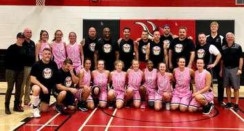 The Sarnia police CID team edged the Northern girls basketball squad with a buzzer beater basket in a charity game Oct. 8, 2019 Photo courtesy of Sarnia police via Facebook
