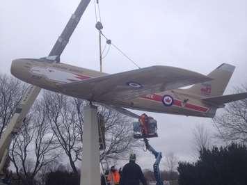 The F-86 Sabre Golden Hawk has been returned to Germain Park. (Blackburnnews.com photo by Josh Boyce)