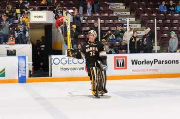 Justin Fazio salutes the crowd following a Sting victory Metcalfe Photography)