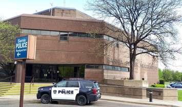 Sarnia Police cruiser outside police headquarters on Christina Street. May 23, 2019. (Photo by Colin Gowdy, BlackburnNews)