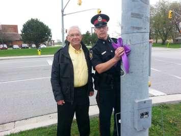 Art Speed and Les Jones kick off the Purple Ribbon Campaign (May 14/14) (Blackburnnews.com File Photo)