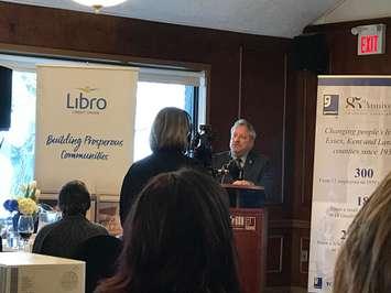 CEO Kevin Smith at Goodwill Industries Essex Kent Lambton 
85th anniversary luncheon at the Sarnia Riding Club. May 3, 2018. (Photo by BlackburnNews)