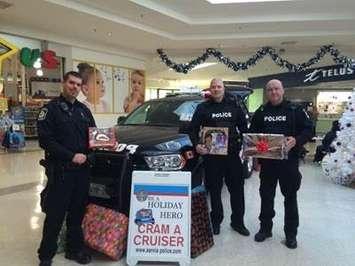 Holiday Hero Cram a Cruiser. Photo submitted by the Sarnia Police Service.