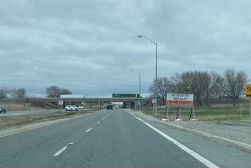 A sign tells motorists that access to the Highway 402 eastbound ramp at Modeland Road in Sarnia will be closed. Submitted photo.