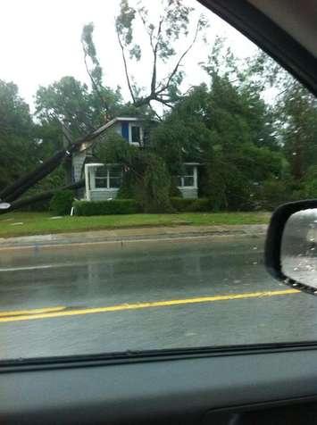 Photo of storm damage at Grand Bend July 27, 2014 courtesy of James Smith via Twitter