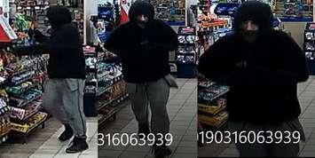 Sarnia police are looking for a masked man who robbed a Sarnia convenience store Saturday March 16. Photo submitted by Sarnia Police.