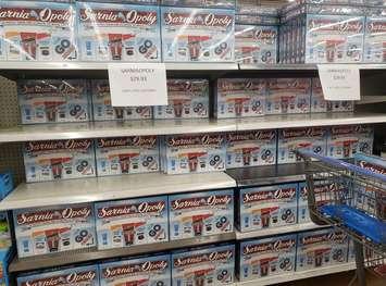 Copies of the Sarnia-Opoly board game at Wal-Mart. 20 December 2019. (Photo provided by Charissa Lynne Breault)