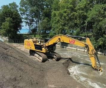 Heavy equipment is used to dredge Cow Creek. Image courtesy of the City of Sarnia