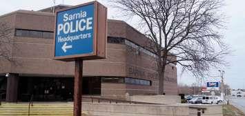 Sarnia Police Headquarters on Christina Street. 23 January 2020. (BlackburnNews.com photo by Colin Gowdy)