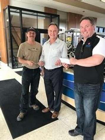 Donation by Unifor Locals 672 and 848 towards the purchase/installation of cameras at Canatara. Photo submitted by the City of Sarnia. May 25, 2017
