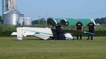 OPP at Skyview Airport for small plane crash July 31, 2015 (BlackburnNews.com Photo by Briana Carnegie)