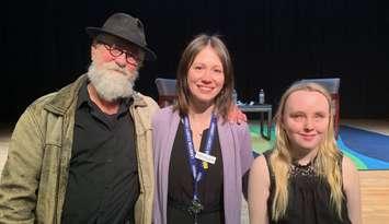 Award winning photographer Larry Towell, Public Services Coordinator for Adult Programs & Outreach Adrianne Lebert, and Actor Shayla Brown. April 3, 2024. (Photo courtesy of Lambton County Library via Facebook)