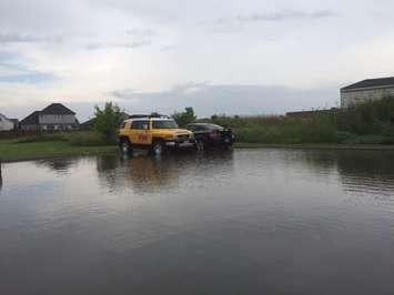 Blackburn Radio Sarnia parking lot flooded by heavy rain  (File photo)