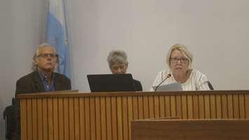 Navigating Senior Care Lambton members Andrew Bolter, Margaret Bell and Arlene Patterson propose the creation of an elders council at Lambton County Council. October 2, 2019 Photo by Melanie Irwin