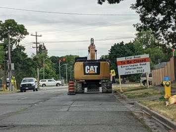 Heavy equipment parked at the intersection of Errol and  Indian Roads in Sarnia. July 13, 2022 Blackburn Media photo by Natalia Vega.