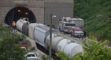 Train derailment inside the St. Clair tunnel between Sarnia and Port Huron. June 28, 2019. (BlackburnNews photo by Colin Gowdy)