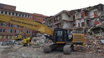 Demolition of the old Sarnia General Hospital along Mitton St. N. April 19, 2018. (Photo by Colin Gowdy, Blackburn News)