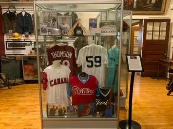 An exhibit at Moore Museum honouring Corunna native Rob Thomson.  October 2022. (Photo courtesy of the Moore Museum) 