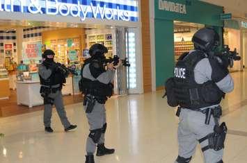 Members of the Sarnia Police Emergency Response Team practice clearing Lambton Mall. April 12, 2017 Photo courtesy of Sarnia Police.
