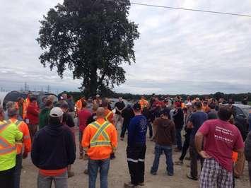 Workers picket outside Green Electron Power Plant Aug 25, 2015. BlackburnNews.com Photo courtesy Jake Thingstad.