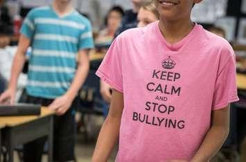 A student wearing a pink shirt. (Photo by the Waterloo Region District School Board)
